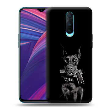 Силиконовый чехол на OPPO RX17 Pro с принтом Доберман и пистолет Силиконовый чехол на OPPO RX17 Pro с принтом Доберман и пистолет