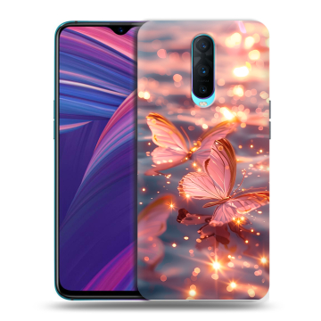 Силиконовый чехол на OPPO RX17 Pro с принтом бабочки розовые Силиконовый чехол на OPPO RX17 Pro с принтом бабочки розовые
