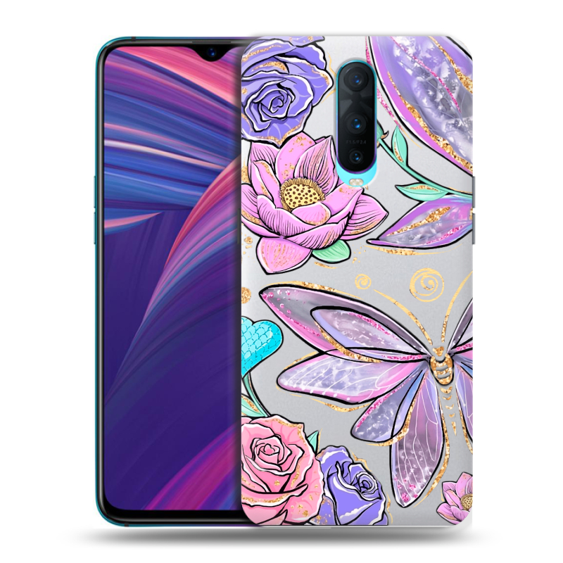 Силиконовый чехол на OPPO RX17 Pro с принтом Бабочки и цветы Силиконовый чехол на OPPO RX17 Pro с принтом Бабочки и цветы