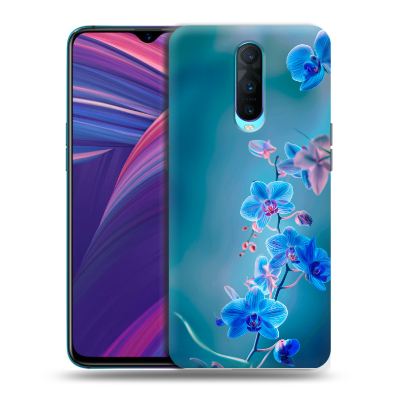 Силиконовый чехол на OPPO RX17 Pro с принтом Голубые цветы Силиконовый чехол на OPPO RX17 Pro с принтом Голубые цветы