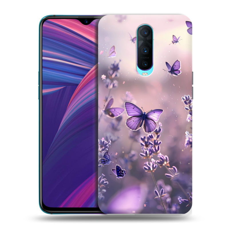 Силиконовый чехол на OPPO RX17 Pro с принтом бабочки и лаванда Силиконовый чехол на OPPO RX17 Pro с принтом бабочки и лаванда