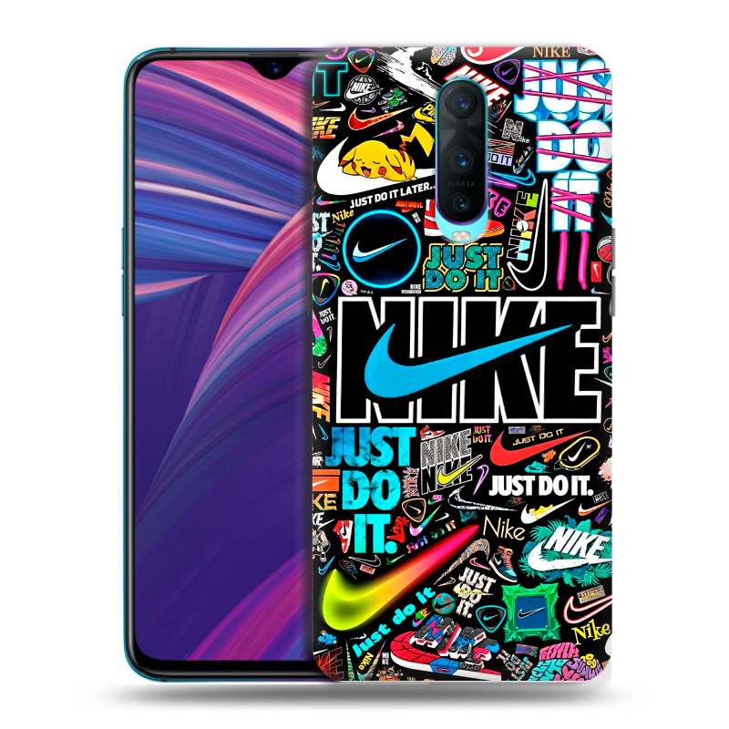 Пластиковый чехол на OPPO RX17 Pro с принтом найк nike черный Пластиковый чехол на OPPO RX17 Pro с принтом найк nike черный