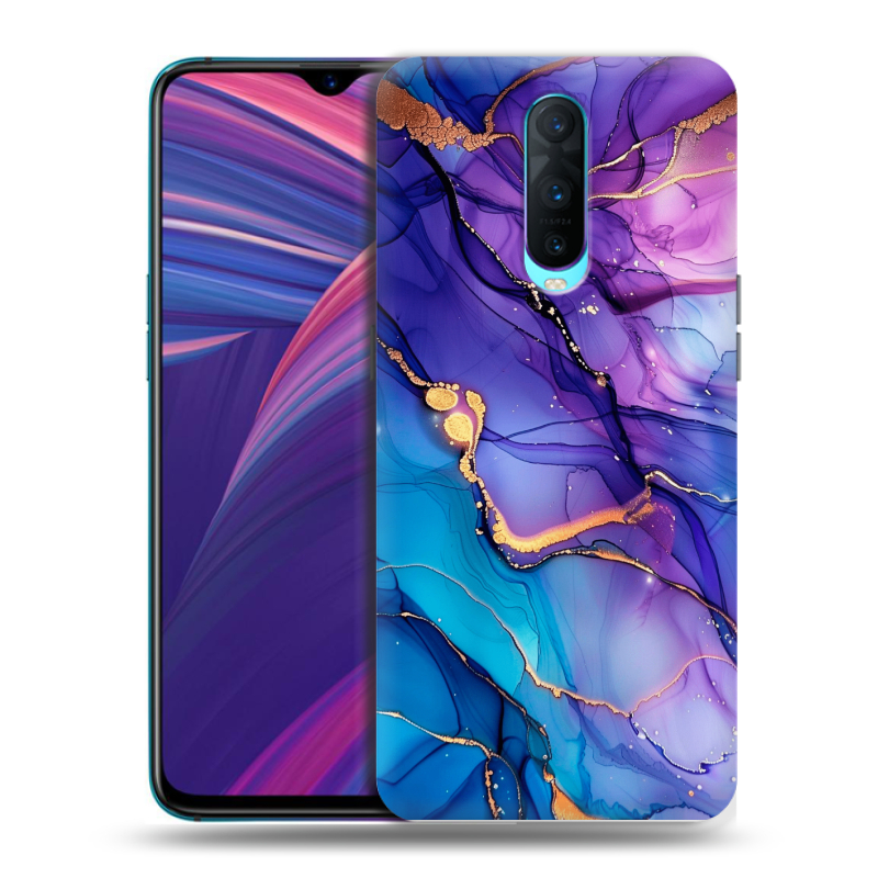 Пластиковый чехол на OPPO RX17 Pro с принтом синий мрамор Пластиковый чехол на OPPO RX17 Pro с принтом синий мрамор
