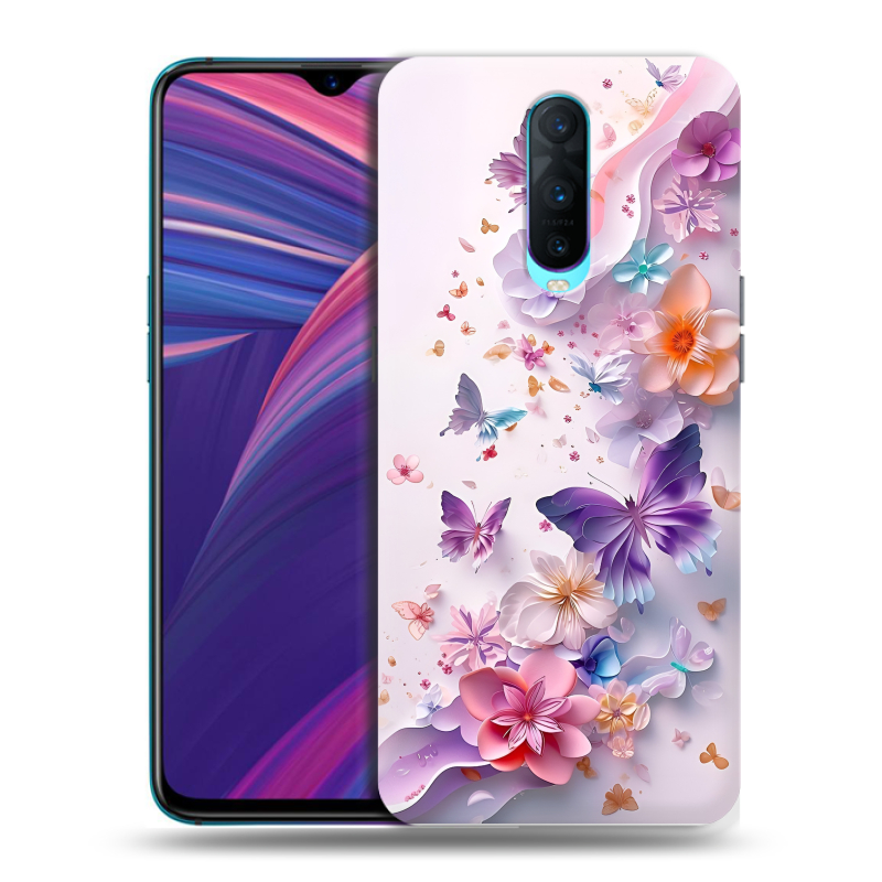 Силиконовый чехол на OPPO RX17 Pro с принтом цветы бабочки Силиконовый чехол на OPPO RX17 Pro с принтом цветы бабочки