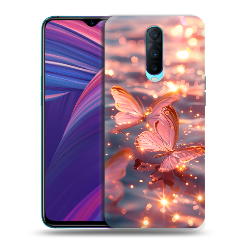 Силиконовый чехол на OPPO RX17 Pro с принтом бабочки розовые Силиконовый чехол на OPPO RX17 Pro с принтом бабочки розовые