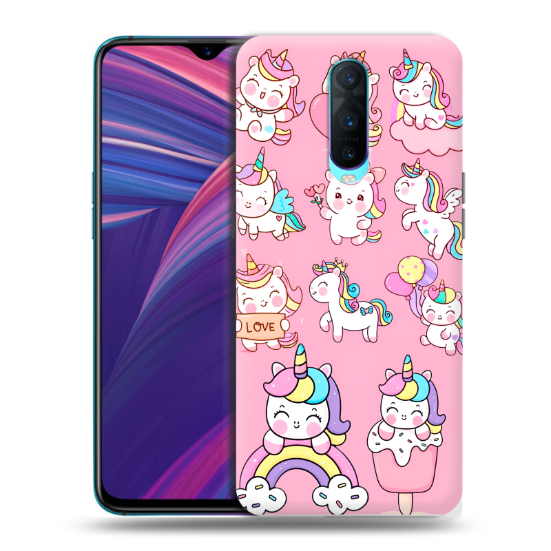 Силиконовый чехол на OPPO RX17 Pro с принтом Единороги и радуга Силиконовый чехол на OPPO RX17 Pro с принтом Единороги и радуга