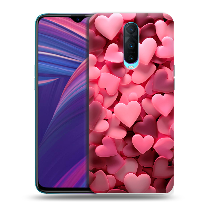 Силиконовый чехол на OPPO RX17 Pro с принтом розовые сердечки Силиконовый чехол на OPPO RX17 Pro с принтом розовые сердечки