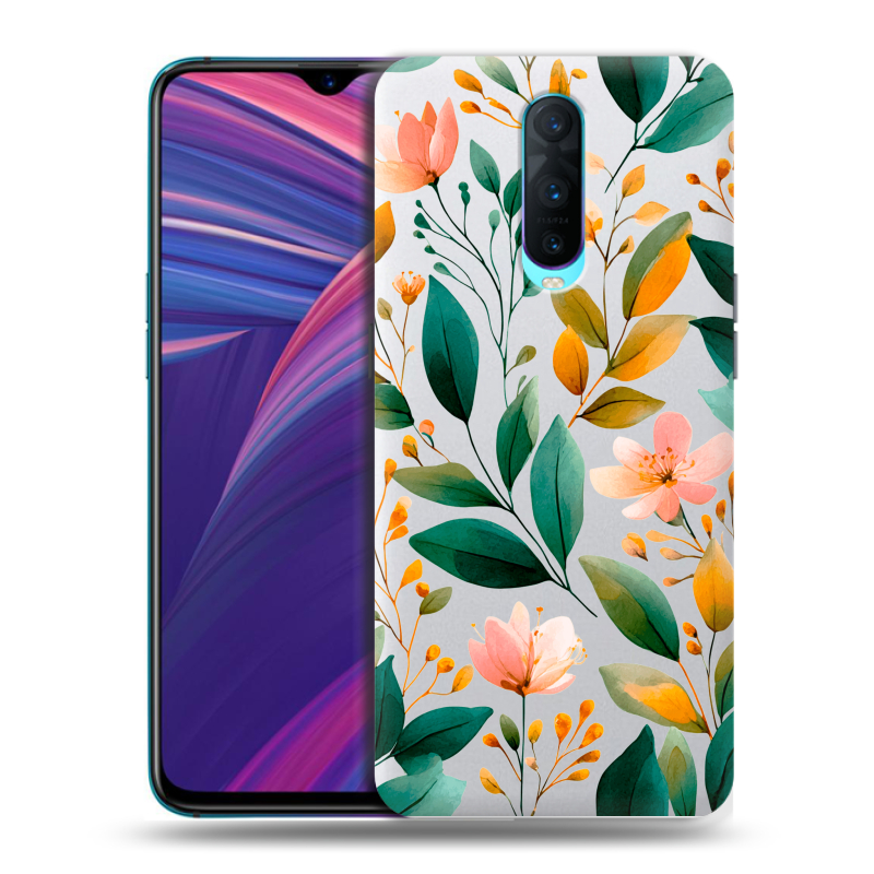 Силиконовый чехол на OPPO RX17 Pro с принтом Цветы паттерн Силиконовый чехол на OPPO RX17 Pro с принтом Цветы паттерн