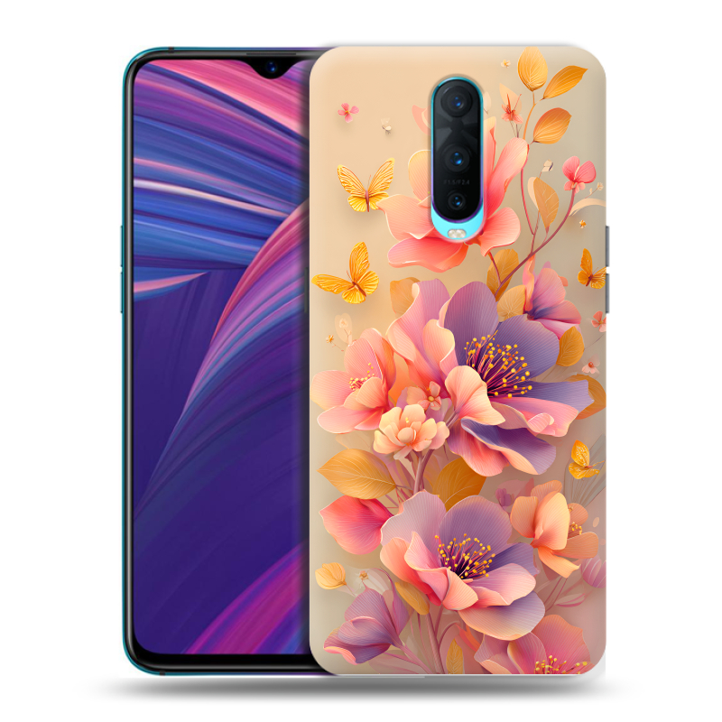 Пластиковый чехол на OPPO RX17 Pro с принтом Цветы и бабочки Пластиковый чехол на OPPO RX17 Pro с принтом Цветы и бабочки