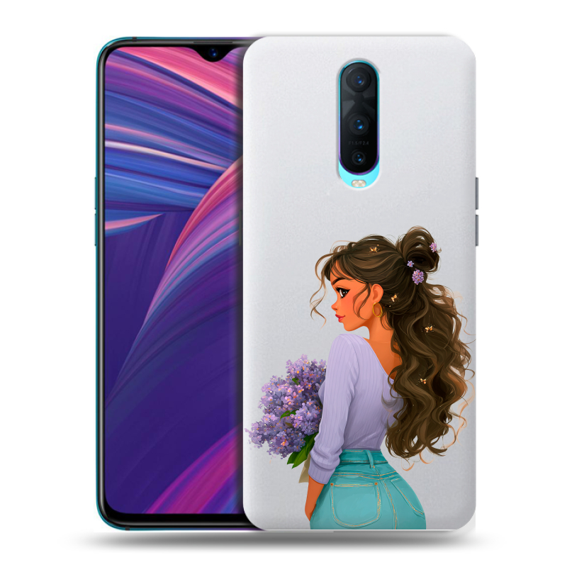 Силиконовый чехол на OPPO RX17 Pro с принтом девушка цветы Силиконовый чехол на OPPO RX17 Pro с принтом девушка цветы