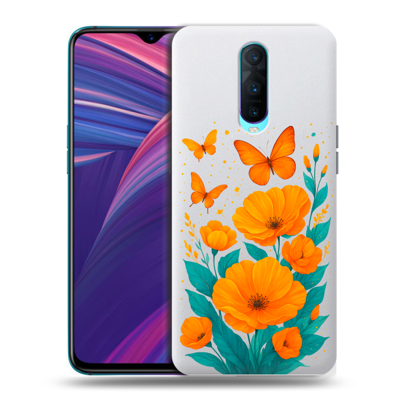Силиконовый чехол на OPPO RX17 Pro с принтом цветы бабочки Силиконовый чехол на OPPO RX17 Pro с принтом цветы бабочки