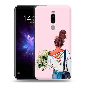 Силиконовый чехол на Meizu Note 8 с принтом Девушка и букет Силиконовый чехол на Meizu Note 8 с принтом Девушка и букет