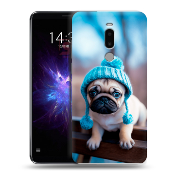 Силиконовый чехол на Meizu Note 8 с принтом Мопс в шапке Силиконовый чехол на Meizu Note 8 с принтом Мопс в шапке