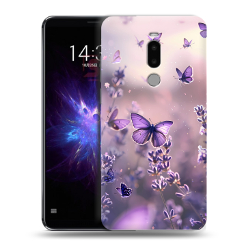 Силиконовый чехол на Meizu Note 8 с принтом бабочки и лаванда