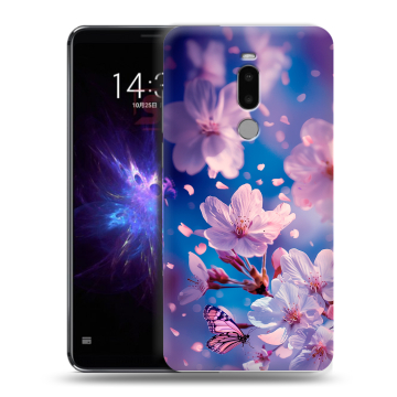 Силиконовый чехол на Meizu Note 8 с принтом цветы бабочки Силиконовый чехол на Meizu Note 8 с принтом цветы бабочки