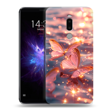 Силиконовый чехол на Meizu Note 8 с принтом бабочки розовые
