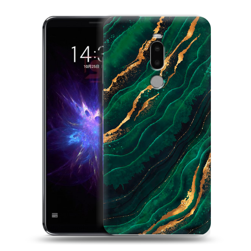 Силиконовый противоударный чехол на Meizu Note 8 с принтом Мрамор зеленое золото Силиконовый противоударный чехол на Meizu Note 8 с принтом Мрамор зеленое золото