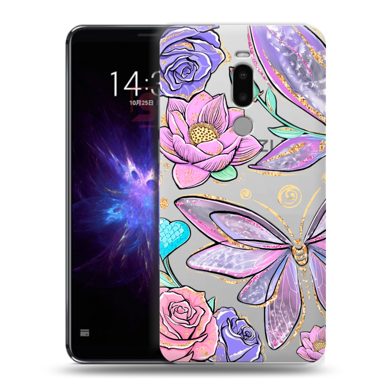 Силиконовый чехол на Meizu Note 8 с принтом Бабочки и цветы Силиконовый чехол на Meizu Note 8 с принтом Бабочки и цветы