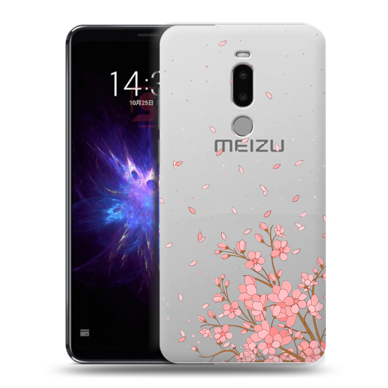 Силиконовый противоударный чехол на Meizu Note 8 с принтом Ветка сакуры Силиконовый противоударный чехол на Meizu Note 8 с принтом Ветка сакуры