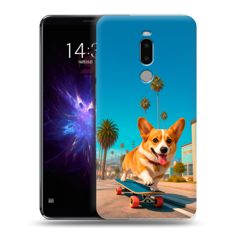 Силиконовый чехол на Meizu Note 8 с принтом Корги на скейте Силиконовый чехол на Meizu Note 8 с принтом Корги на скейте