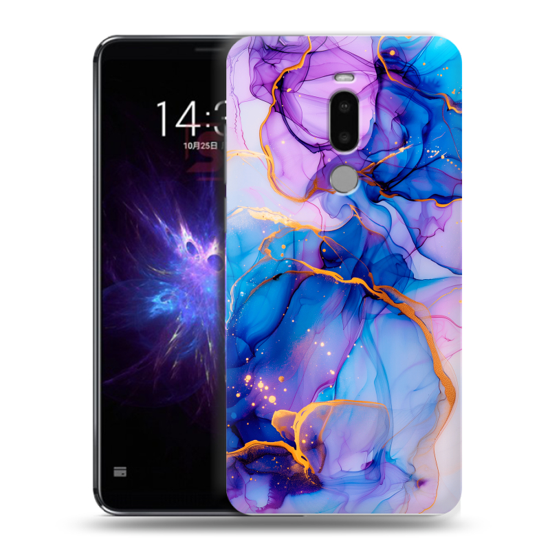 Силиконовый противоударный чехол на Meizu Note 8 с принтом синий мрамор Силиконовый противоударный чехол на Meizu Note 8 с принтом синий мрамор
