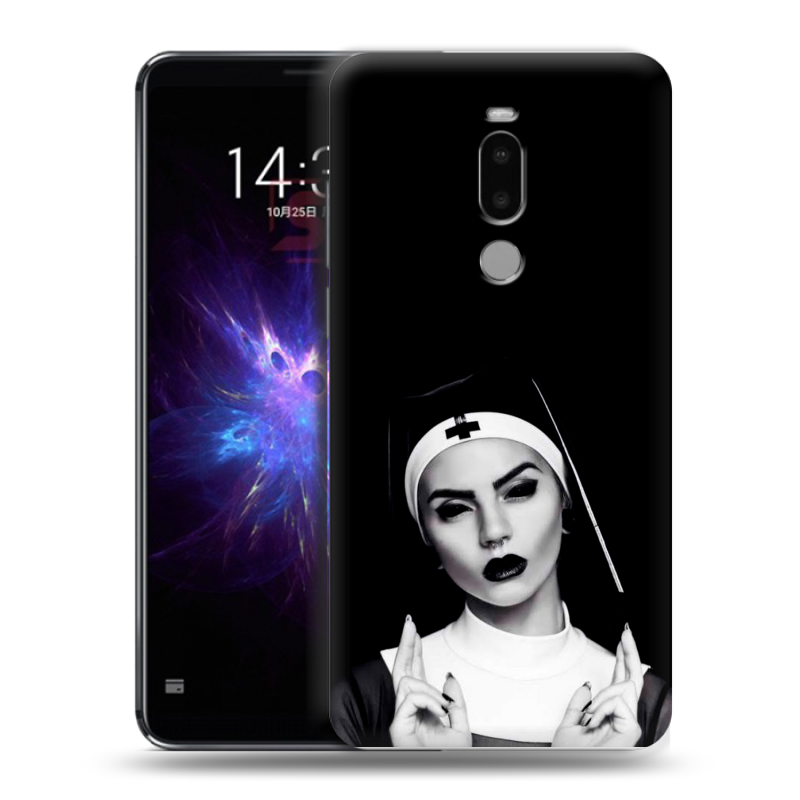 Силиконовый противоударный чехол на Meizu Note 8 с принтом монашка Силиконовый противоударный чехол на Meizu Note 8 с принтом монашка
