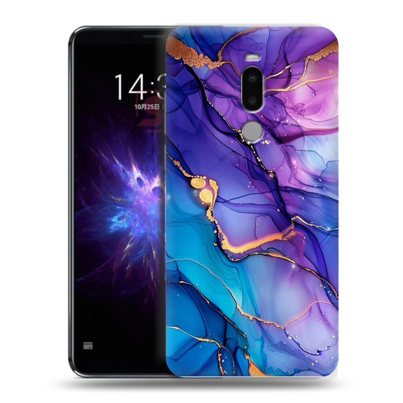 Силиконовый противоударный чехол на Meizu Note 8 с принтом синий мрамор Силиконовый противоударный чехол на Meizu Note 8 с принтом синий мрамор