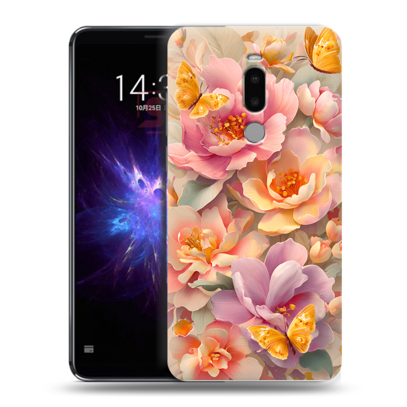 Силиконовый чехол на Meizu Note 8 с принтом Цветы и бабочки Силиконовый чехол на Meizu Note 8 с принтом Цветы и бабочки