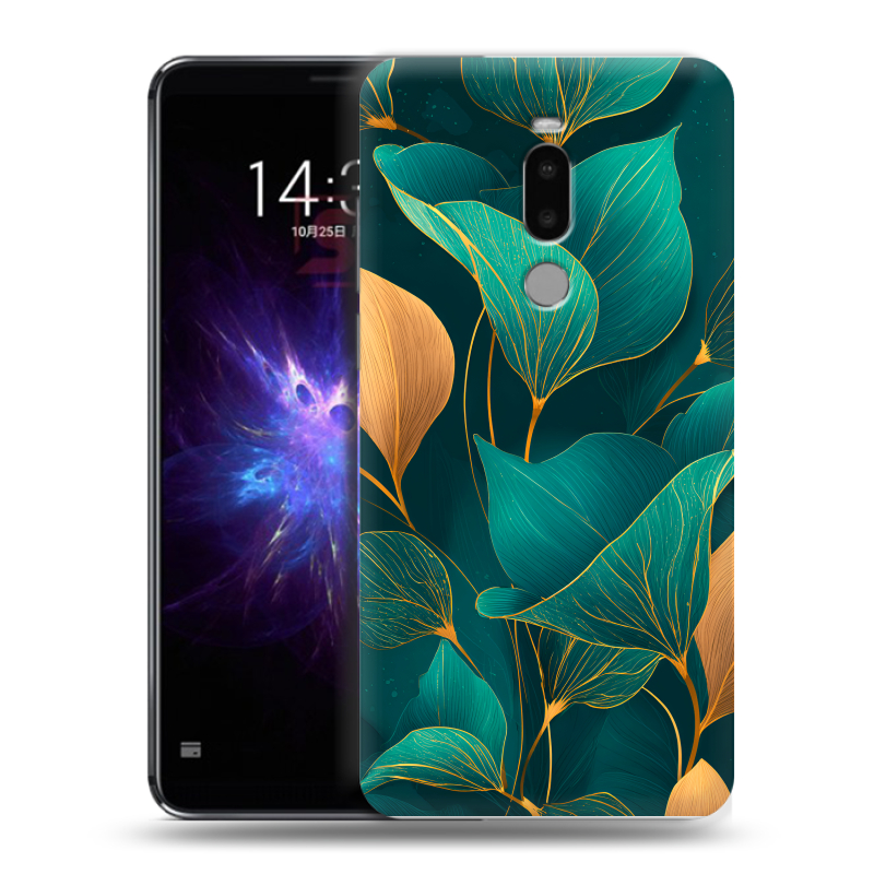 Силиконовый чехол на Meizu Note 8 с принтом Листья и золото Силиконовый чехол на Meizu Note 8 с принтом Листья и золото