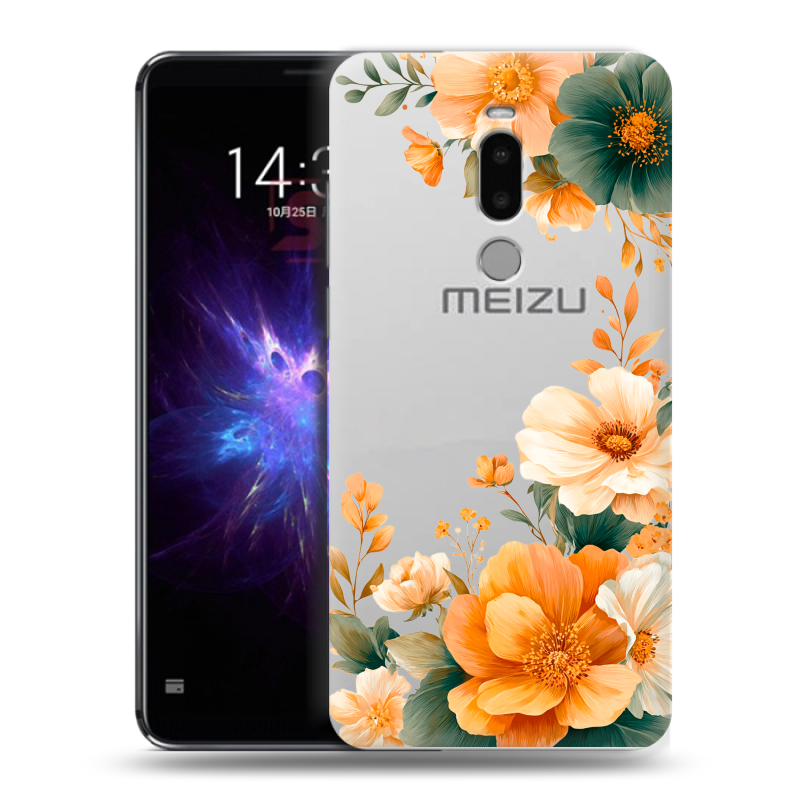 Силиконовый противоударный чехол на Meizu Note 8 с принтом Цветы принт Силиконовый противоударный чехол на Meizu Note 8 с принтом Цветы принт