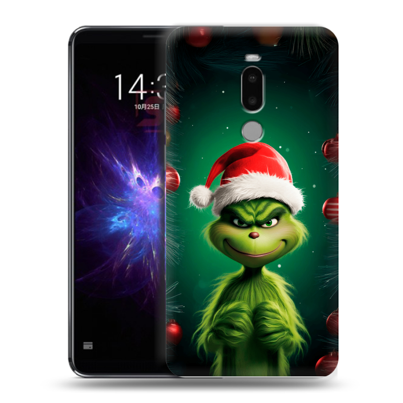 Силиконовый противоударный чехол на Meizu Note 8 с принтом Гринч Новый год Рождество Силиконовый противоударный чехол на Meizu Note 8 с принтом Гринч Новый год Рождество