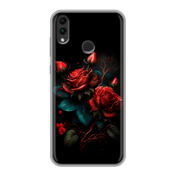 Силиконовый чехол на Huawei Honor 8C с принтом Розы красные Силиконовый чехол на Huawei Honor 8C с принтом Розы красные