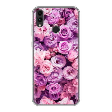 Силиконовый чехол на Huawei Honor 8C с принтом лавандовые розы