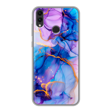Силиконовый чехол на Huawei Honor 8C с принтом синий мрамор Силиконовый чехол на Huawei Honor 8C с принтом синий мрамор
