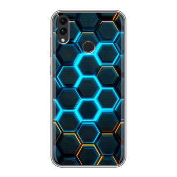 Силиконовый чехол на Huawei Honor 8C с принтом Неоновые соты