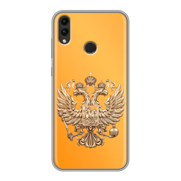 Силиконовый чехол на Huawei Honor 8C с принтом Герб Флаг России Силиконовый чехол на Huawei Honor 8C с принтом Герб Флаг России