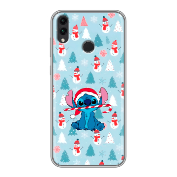 Силиконовый чехол на Huawei Honor 8C с принтом Стич Новый год
