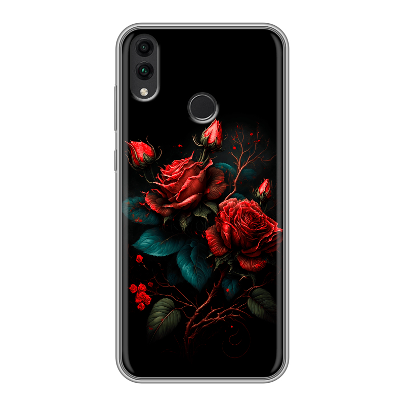 Пластиковый чехол на Huawei Honor 8C с принтом Розы красные Пластиковый чехол на Huawei Honor 8C с принтом Розы красные