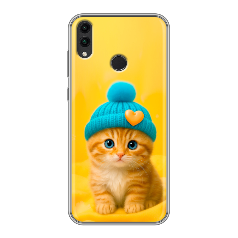 Пластиковый чехол на Huawei Honor 8C с принтом Котенок в шапке Пластиковый чехол на Huawei Honor 8C с принтом Котенок в шапке