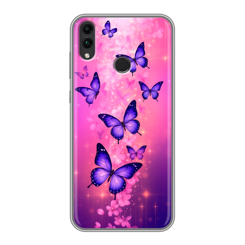 Силиконовый чехол на Huawei Honor 8C с принтом Бабочки Силиконовый чехол на Huawei Honor 8C с принтом Бабочки