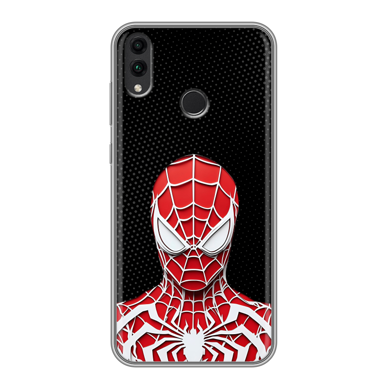 Силиконовый противоударный чехол на Huawei Honor 8C с принтом человек паук spiderman Силиконовый противоударный чехол на Huawei Honor 8C с принтом человек паук spiderman
