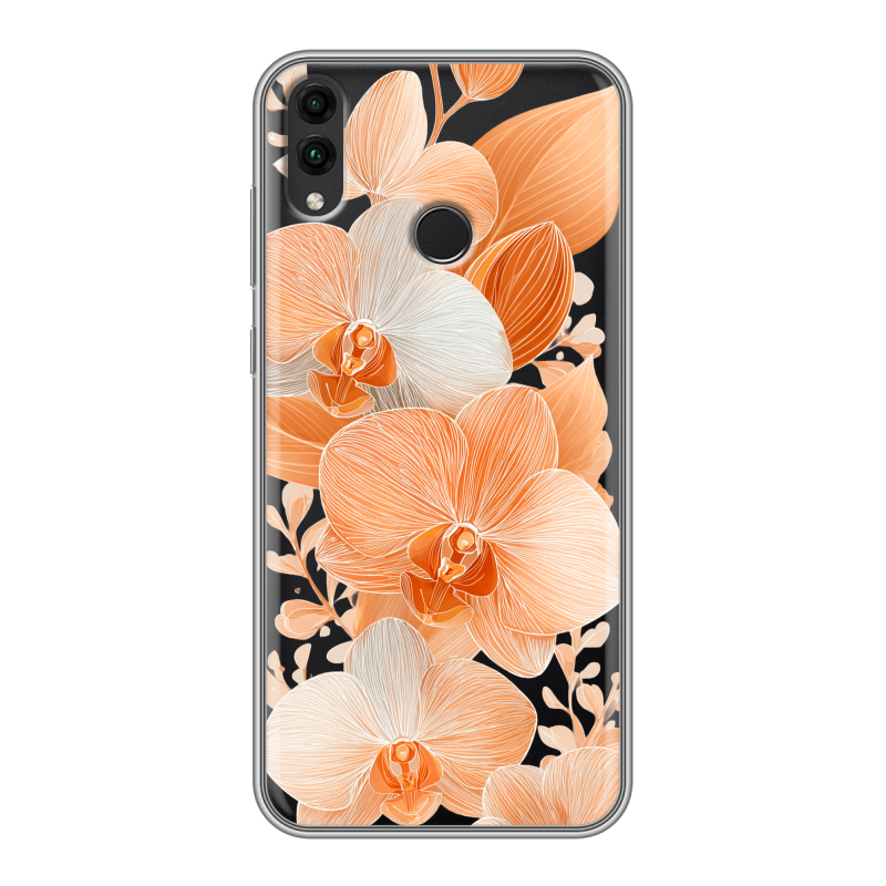 Силиконовый чехол на Huawei Honor 8C с принтом Бежевые цветы Силиконовый чехол на Huawei Honor 8C с принтом Бежевые цветы