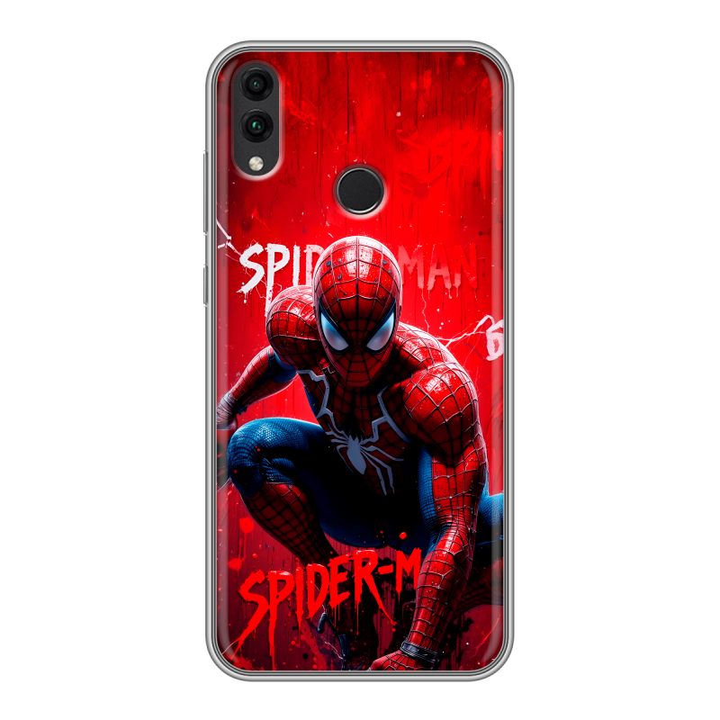Пластиковый чехол на Huawei Honor 8C с принтом Spiderman Человек паук Пластиковый чехол на Huawei Honor 8C с принтом Spiderman Человек паук