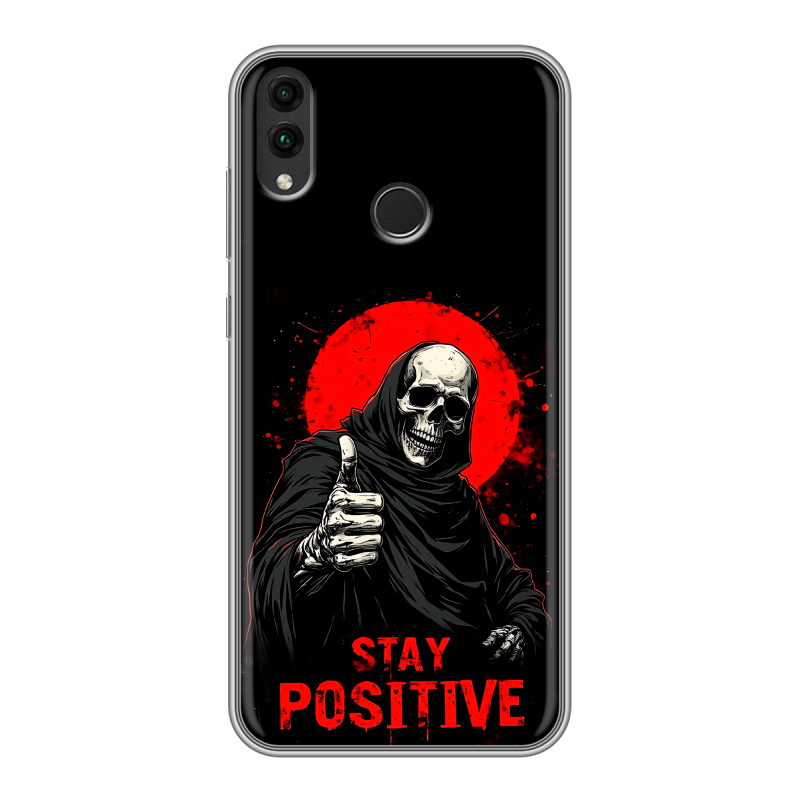 Силиконовый противоударный чехол на Huawei Honor 8C с принтом смешной скелет Силиконовый противоударный чехол на Huawei Honor 8C с принтом смешной скелет
