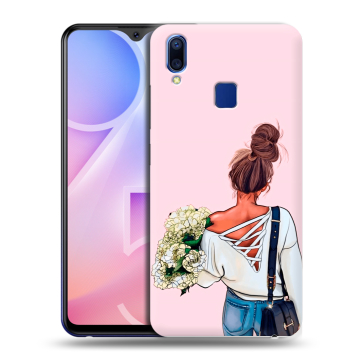 Пластиковый чехол на Vivo Y95 с принтом Девушка и букет Пластиковый чехол на Vivo Y95 с принтом Девушка и букет
