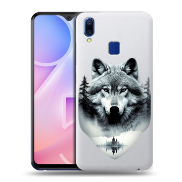 Пластиковый чехол на Vivo Y95 с принтом Волк в лесу Пластиковый чехол на Vivo Y95 с принтом Волк в лесу