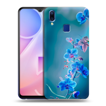 Пластиковый чехол на Vivo Y95 с принтом Голубые цветы Пластиковый чехол на Vivo Y95 с принтом Голубые цветы