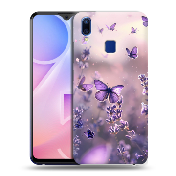 Пластиковый чехол на Vivo Y95 с принтом бабочки и лаванда Пластиковый чехол на Vivo Y95 с принтом бабочки и лаванда