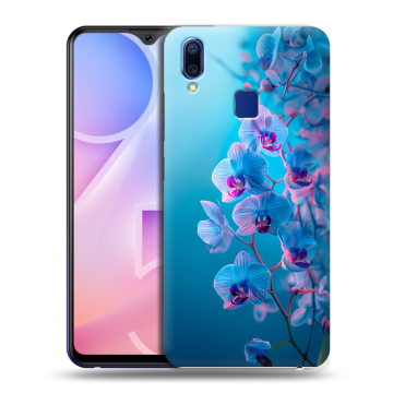 Пластиковый чехол на Vivo Y95 с принтом голубые орхидеи Пластиковый чехол на Vivo Y95 с принтом голубые орхидеи