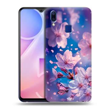 Пластиковый чехол на Vivo Y95 с принтом цветы бабочки Пластиковый чехол на Vivo Y95 с принтом цветы бабочки